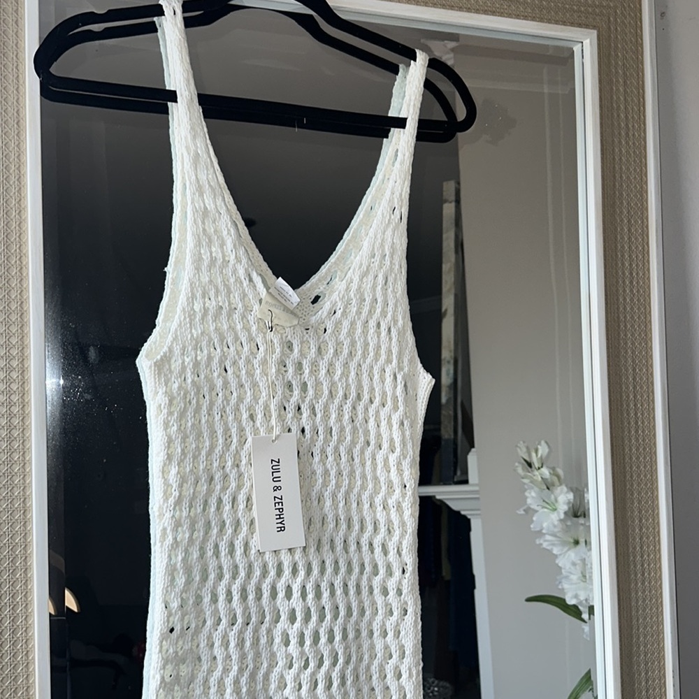 Zulu & Zephyr White Cotton Crochet Knit Dress - Picture 9 of 12